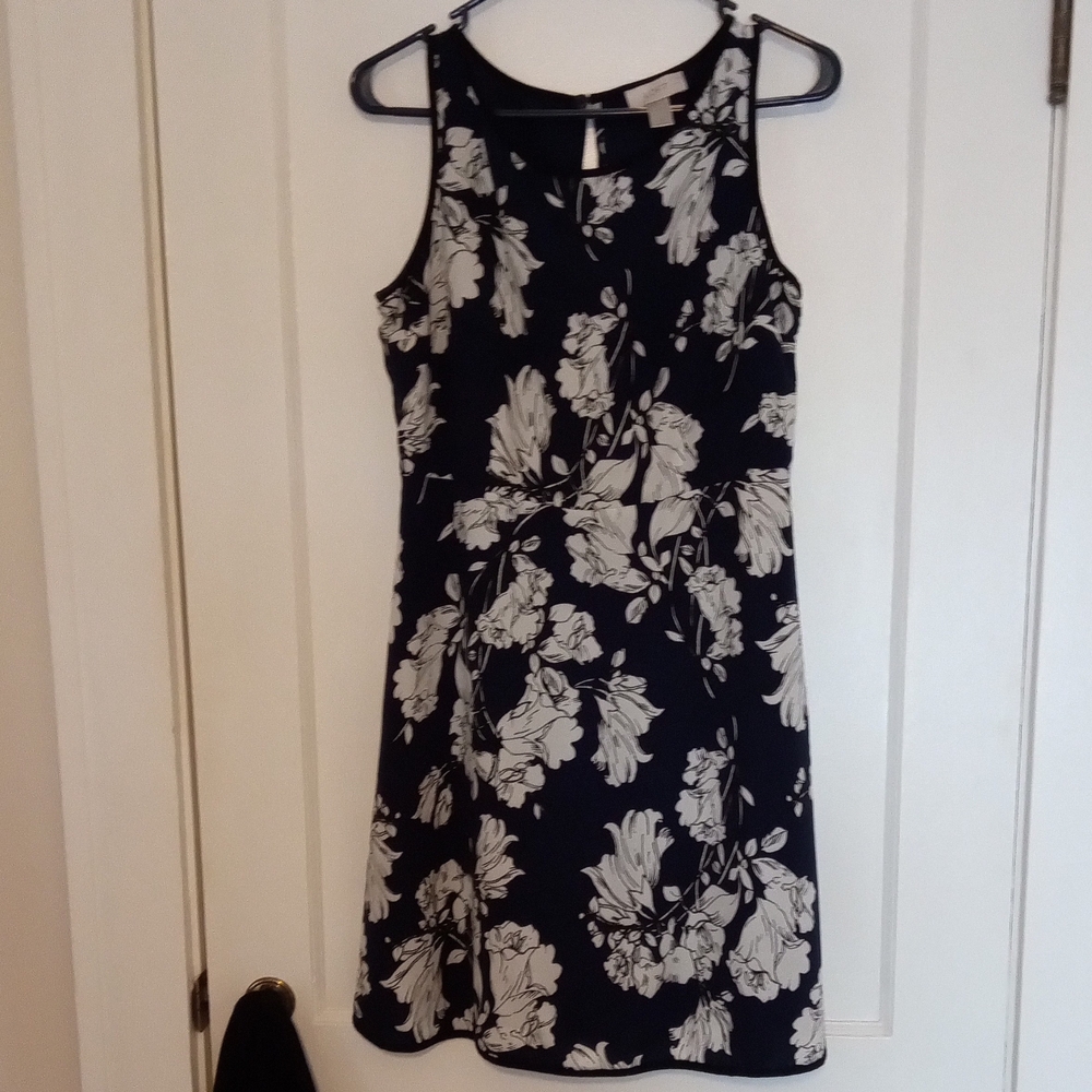 LOFT Blue and White Sleeveless Mini Sundress